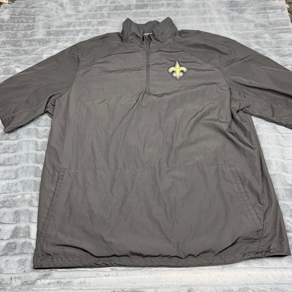 Nike New Orleans Saints NFL Windbreaker Quarter Zip Short Sleeve Grey 3XLT